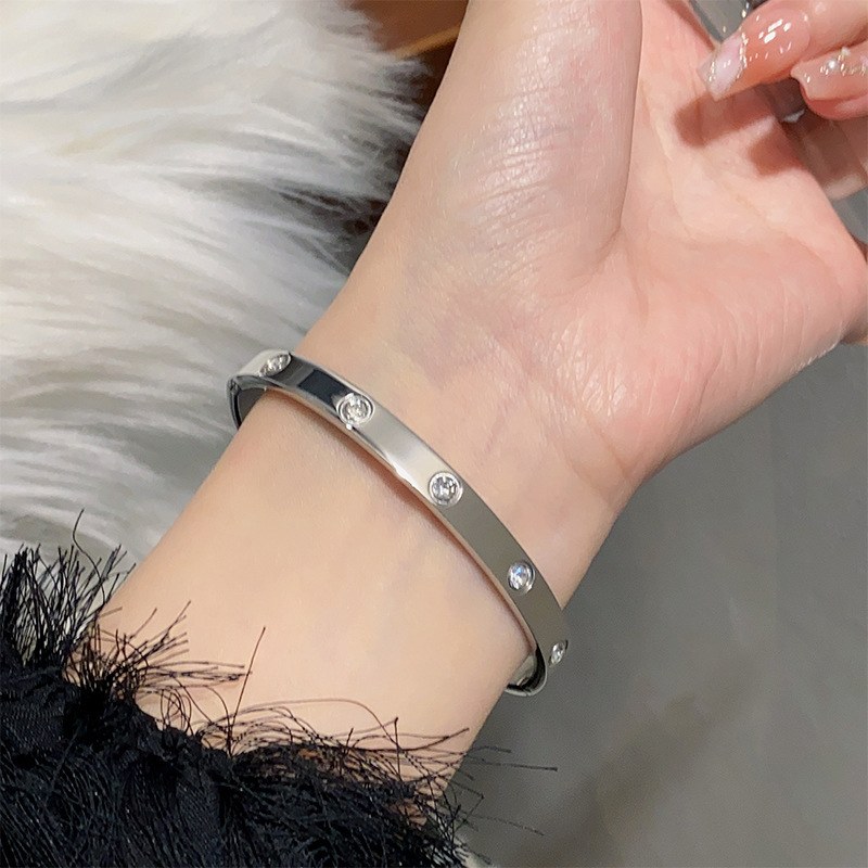 Ten diamond bracelet silver