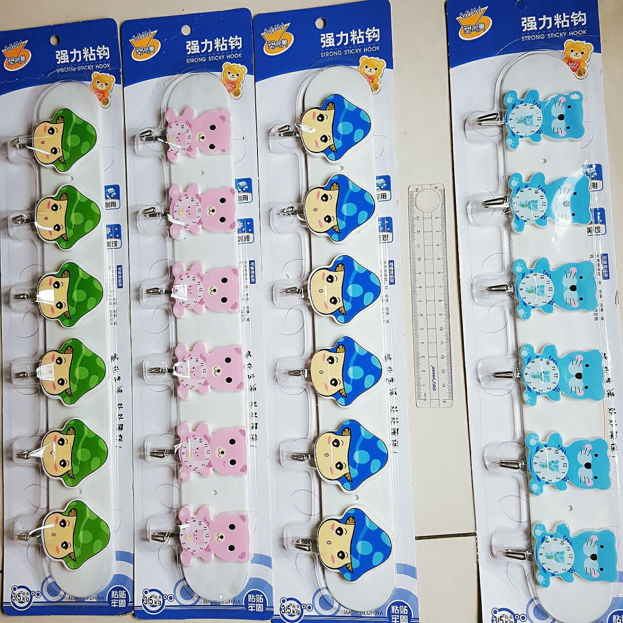 6-pack assorted cartoon designs - Adhesive hook3