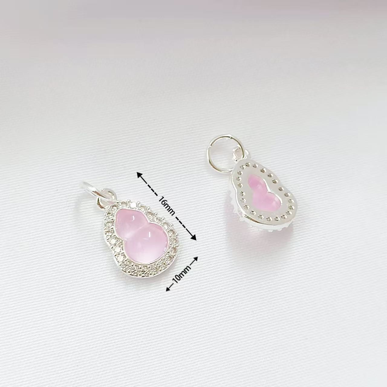 1 bright silver pink purple gourd pendant