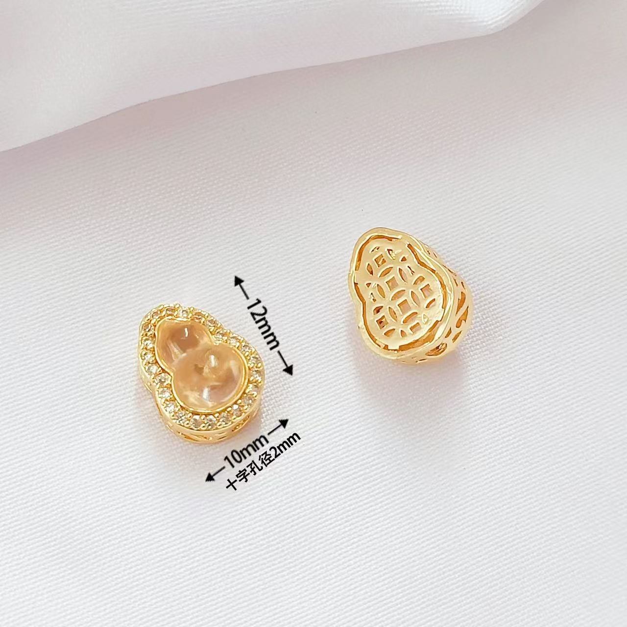 14k gold-filled transparent zirconium gourd spacer beads 1 piece