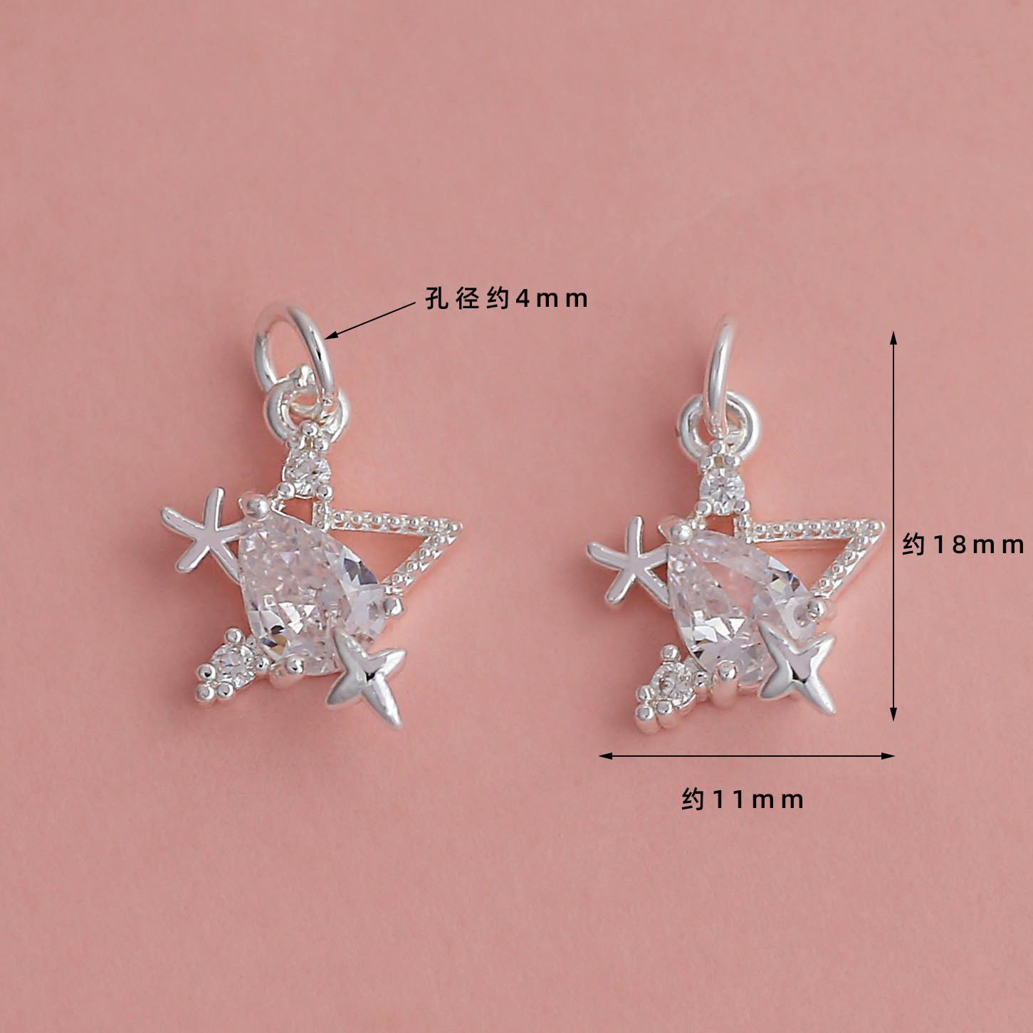Thick silver electroplating to preserve color [hanging circle zircon water drop pendant] ys318