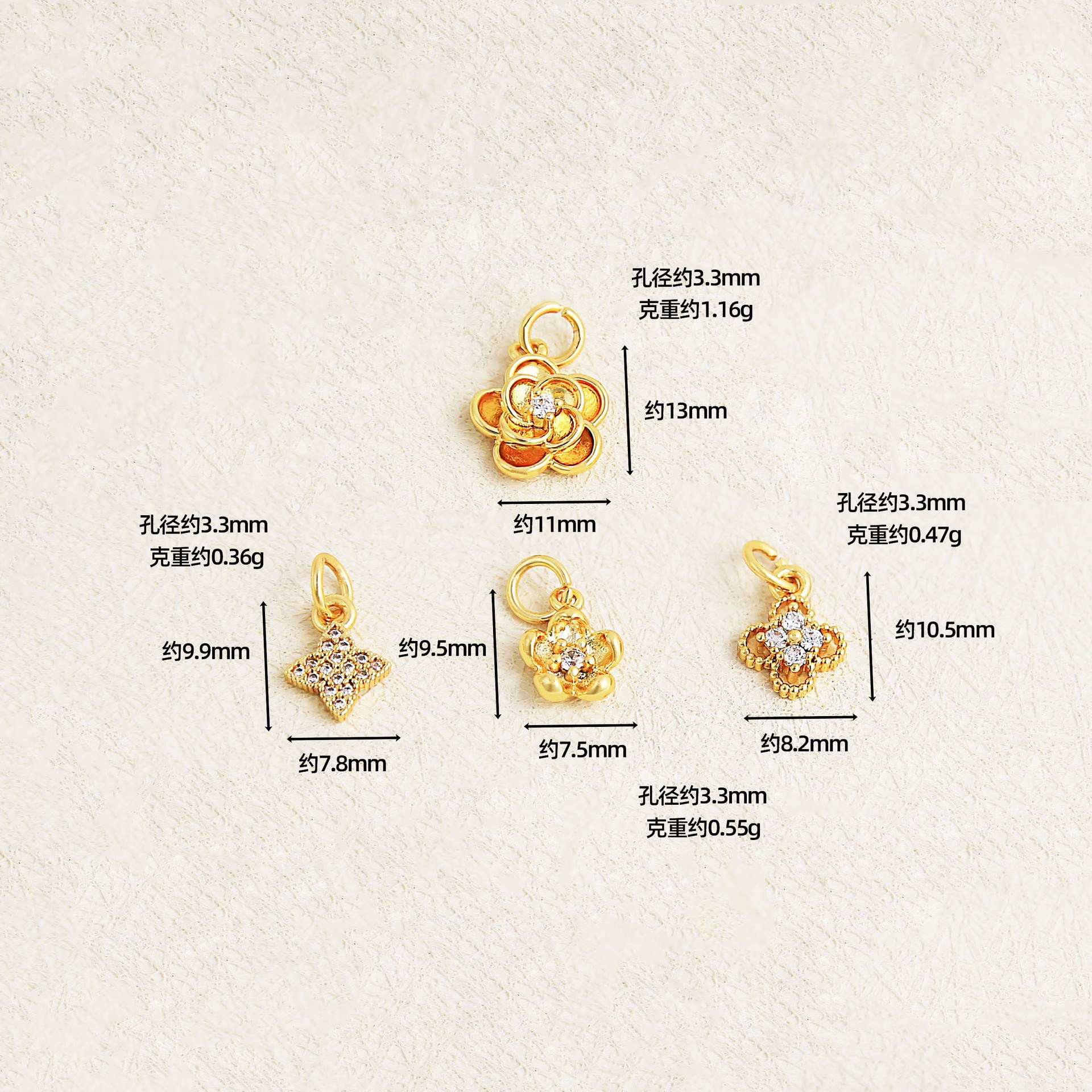 18k real gold electroplating color-preserving [hanging circle zircon camellia pendant] a340