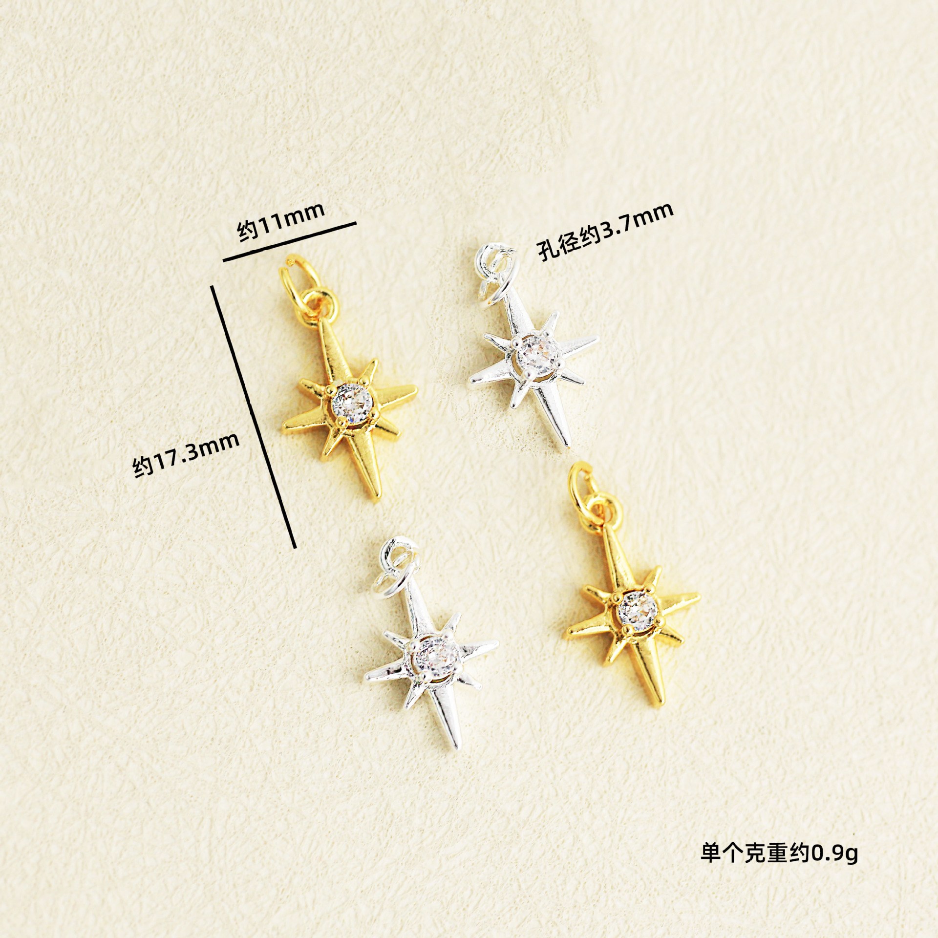 18k real gold electroplating color-preserving [hanging circle zircon eight-pointed star pendant] c039