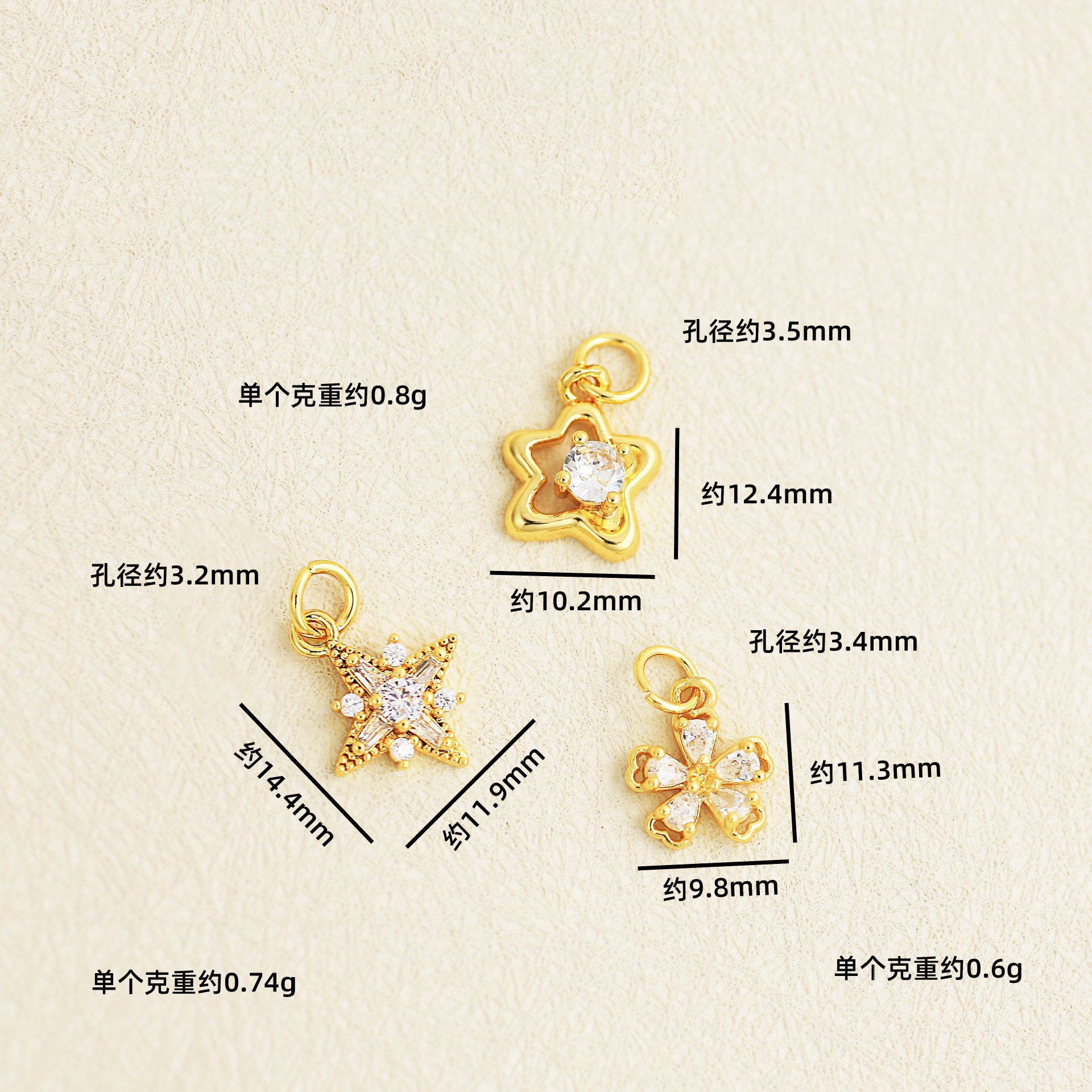 18k real gold electroplating color-preserving [hanging circle zircon eight-pointed star pendant] ys299