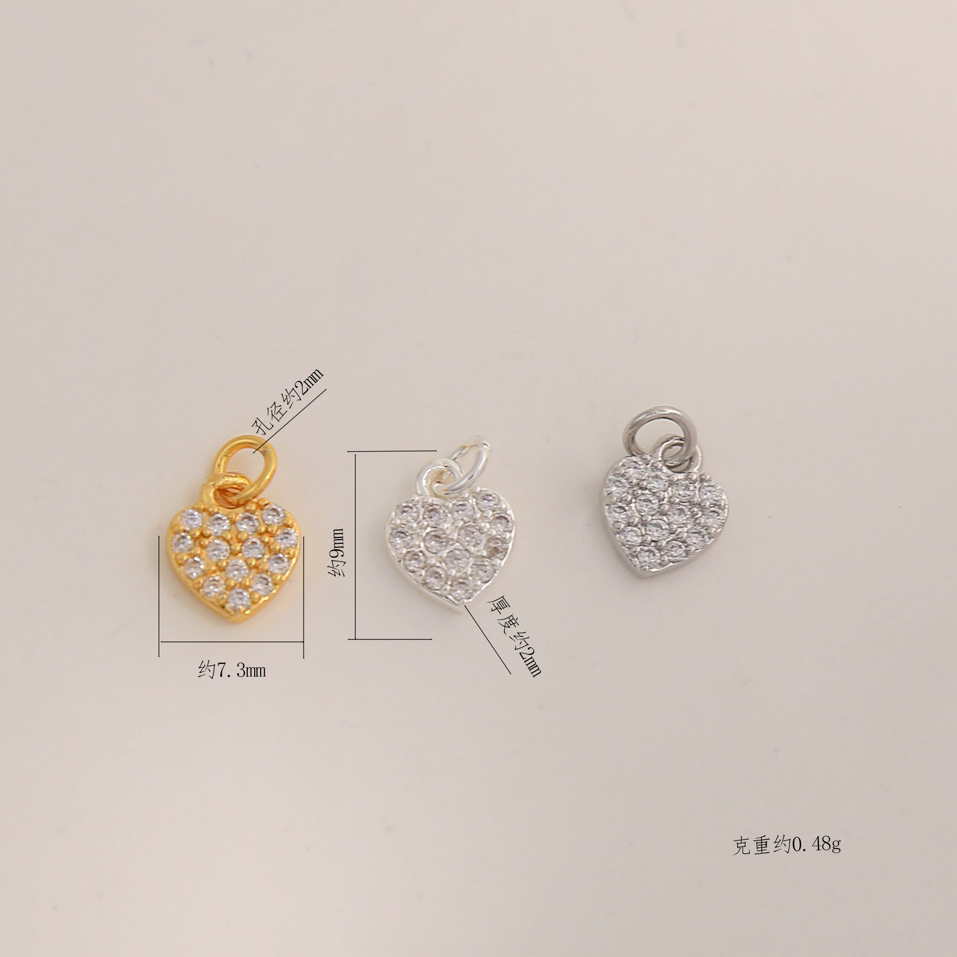 Thick silver electroplating color-preserving [hanging circle white zircon love pendant] ys532