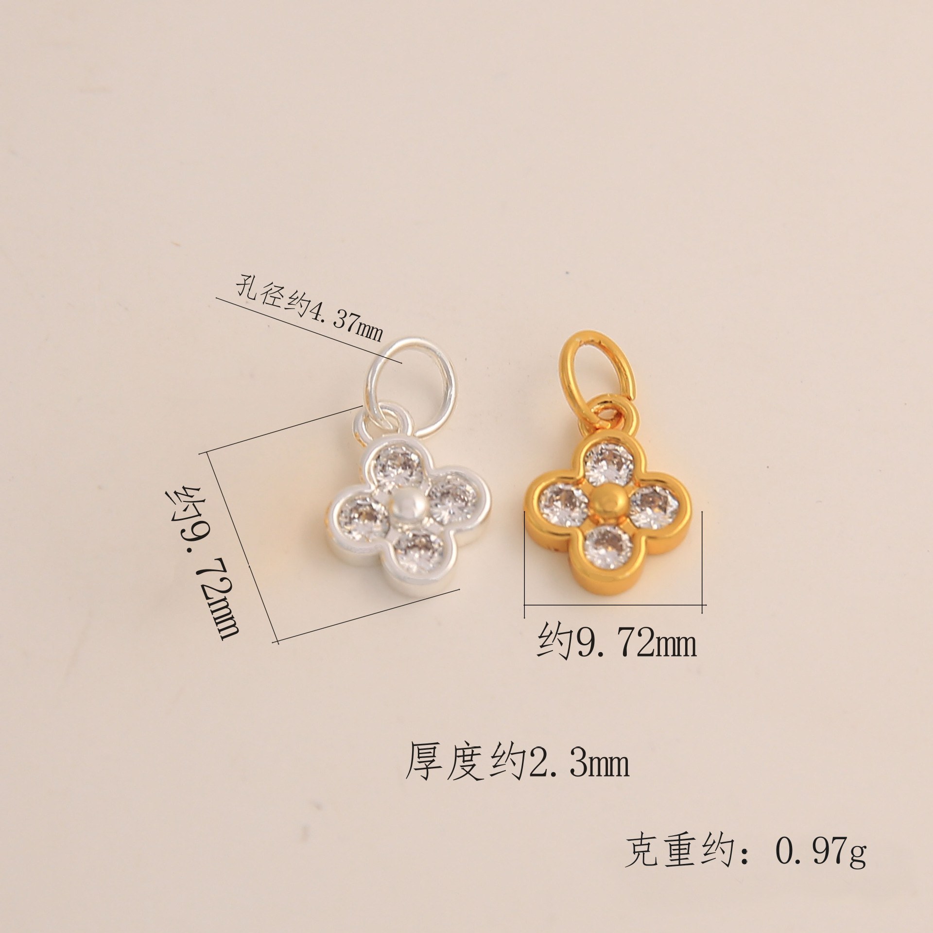 18k real gold electroplating color-preserving [four-leaf clover pendant with hanging ring] bj530