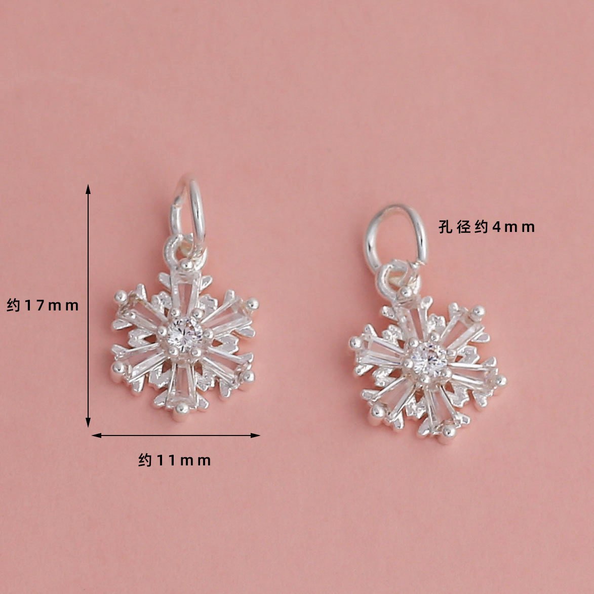 Thick silver electroplating to preserve color [hanging circle zircon snowflake pendant] ys236